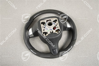 Multifunction steering wheel, heated, smooth leather black + CARBON