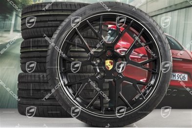 20"+21" Sommerräder Satz RS Spyder Design, Felgen 8,5J x 20 ET53 + 11,5J x 21 ET67 + NEUE Sommerreifen 245/35 R20 + 305/30 R21, mit RDK-Sensoren, schwarz hochglanz