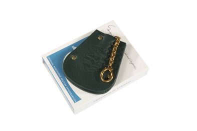 Key case, REUTTER logo + Porsche crest, leather, dark green