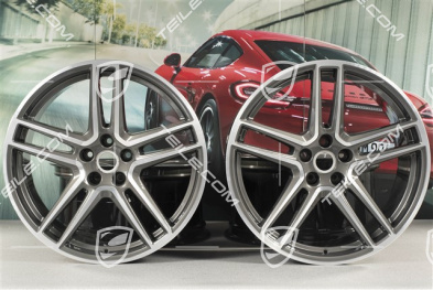 20" komplet felg "Macan Turbo", 9J x 20 ET26 + 10J x 20 ET19, CMS, Titanium