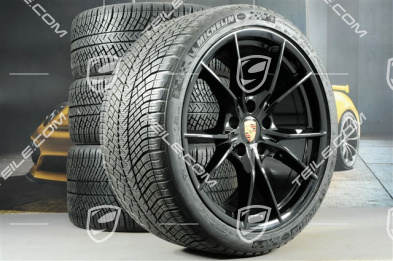 20" Winterräder Satz Carrera S (IV), Felgen 8,5J x 20 ET49 + 11J x 20 ET56 + Michelin Pilot Alpin PA4 N1 Winterreifen 245/35 R20 + 295/30 R20, Schwarz Seidenmatt