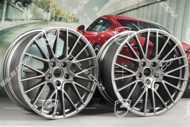 21" Komplet felg Cayenne RS Spyder, 11J x 21 ET58 + 9,5J x 21 ET46, Platinum satynowy półmat
