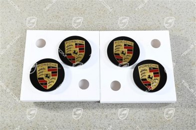 Hub cap set, matt black, crest coloured