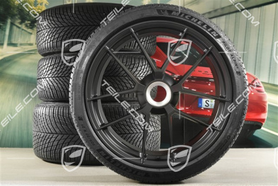 20"+21" Carrera GTS, koła zimowe, komplet, mocowane centralnie, felgi 8,5J x 20 ET50 + 11J x 21 ET82 + NOWE opony zimowe Michelin 245/35 R20 + 305/30 R21, z czujnikami ciśnienia, Anthracite Grey