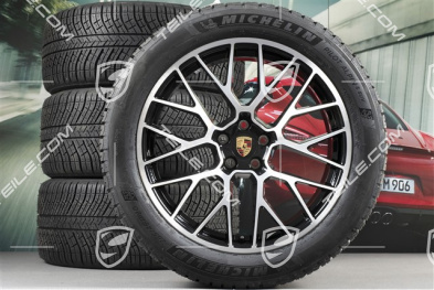 20" "RS Spyder Design" koła zimowe, komplet, felgi 9J x 20 ET26 + 10J x 20 ET19 + NOWE opony zimowe Michelin Pilot Alpin 5 SUV 265/45 R20 + 295/40 R20, z czujnikami ciśnienia, czarny wysoki połysk