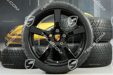 19-inch Cayman S winter wheels set, rims 8J x 19 ET57 + 10J x 19 ET45 + NEW Michelin Pilot Alpin 4 winter tires 235/40 R19 +265/40 R19, black high gloss
