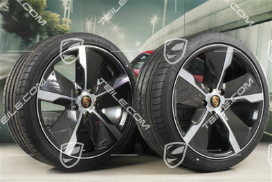 21" Exclusive Design Sommerräder Satz, Felgen 9,5J x 21 ET60 + 11,5J x 21 ET66 + NEUE Goodyear Sommerreifen 265/35 R21 + 305/30 R21, mit Carbon Aeroblades