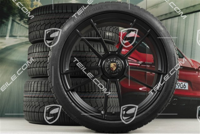 20"+21" GTS komplet kół zimowoch "Turbo S", felgi centralnie mocowane 8,5J x 20 ET50 + 11J x 21 ET66 + opony zimowe Continental 245/35 R20 + 295/30 R21, czarny satynowy półmat