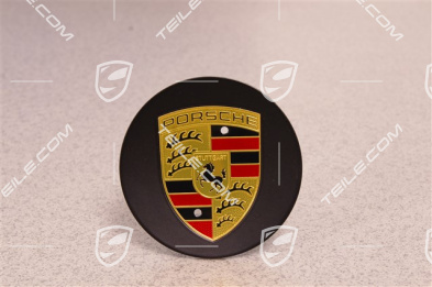 Radzierdeckel Satz, Wappen farbig, konkav, Schwarz Seidenmatt