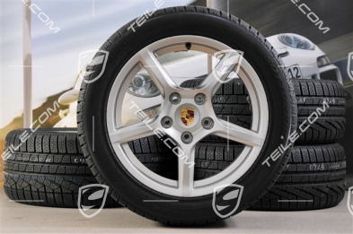 18" Boxster koła zimowe komplet, 8J x 18 ET57 + 9J x 18 ET47 + opony zimowe Pirelli Sottozero II 235/45 R18 + 265/45 R18, z czujnikami ciśnienia RDK