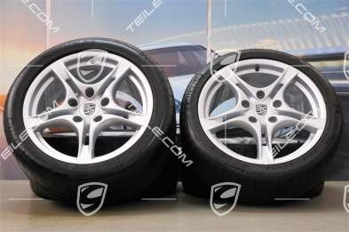 18" koła letnie, komplet Cayman S II, felgi 8J x 18 ET57 + 9J x 18 ET43 + opony letnie 235/40 R18 + 265/40 R18, bez czujników ciśnienia