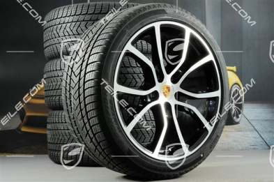 21-inch Cayenne COUPE Exclusive Design winter wheel set, rims 9,5J x 21 ET46 + 11,0J x 21 ET49 +  Pirelli winter tyres 275/40 R21 + 305/35 R21, with TPMS, black high gloss + bright-polished areas