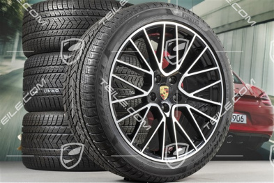21" Cayenne RS Spyder Winterräder Satz, Felgen 9,5J x 21 ET46 + 11,0J x 21 ET58 + NEUE Pirelli Winterreifen 275/40 R21 + 305/35 R21, mit RDK-Sensoren, schwarz hochglanz