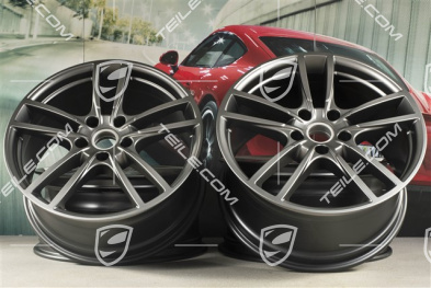 20-inch Cayenne Sport wheel rim set, 10,5J x 20 ET64 + 9J x 20 ET50, Platinum satin-mat