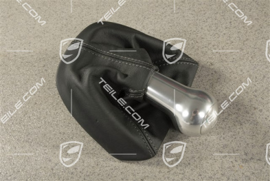 Shift lever / gearshift knob, Black Leather / aluminium, 6-speed manual transmission