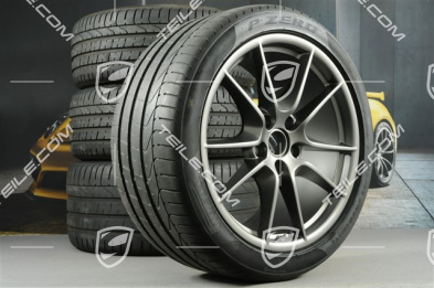 20-inch Carrera S (III) summer wheel set, 8,5J x 20 ET51 + 11J x 20 ET70 + NEW Pirelli summer tyres 245/35 ZR20 + 295/30 ZR20, Platinium satin matt