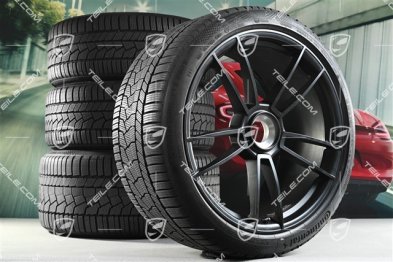 20"+21" GTS komplet kół zimowoch "Turbo S", felgi centralnie mocowane 8,5J x 20 ET50 + 11J x 21 ET66 + opony zimowe Continental 245/35 R20 + 295/30 R21, czarny satynowy półmat