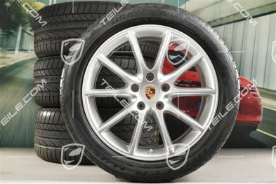 20-inch Cayenne Design summer wheel set, rims 9J x 20 ET50 + 10,5J x 20 ET64 + Bridgestone summer tyres 275/45 R20 + 305/40 R20, with TPMS, about 30km, DOT/prod.year 2021