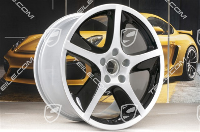 20" Komplet felg Cayenne SportTechno, przednie 9" + tylne 10", srebrny + czarny wysoki połysk