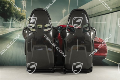 Bucket seats, Carbon, leather+Alcantara, black, seam in Silver, logo GT4, set, L+R