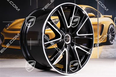 21" Komplet felg Panamera Exclusive, 9,5J x 21 ET71 + 11,5J x 21 ET69, czarny wysoki połysk