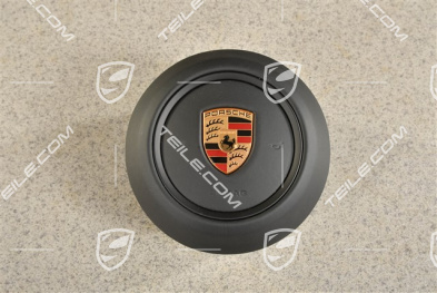 Airbag unit, steering wheel, Black ring / band, leather, black
