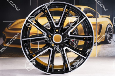 21" Komplet felg Panamera Exclusive, 9,5J x 21 ET71 + 11,5J x 21 ET69, czarny wysoki połysk