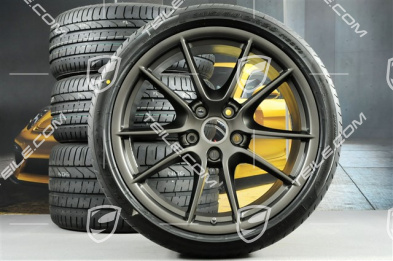 20-inch Carrera S III summer wheel set, 8,5J x 20 ET51 + 11J x 20 ET52 + Pirelli summer tyres 245/35 ZR20 + 305/30 ZR20, with TPMS, Platinum satin matt
