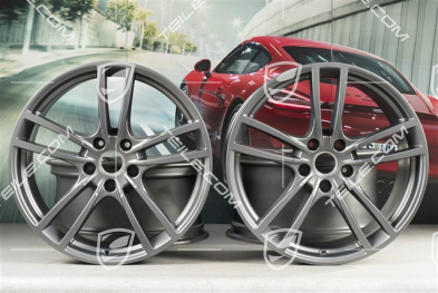 21-inch wheel rim set Cayenne Turbo, 11J x 21 ET58 + 9,5J x 21 ET46, Platinum Satin Matt