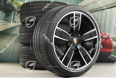 22" Sommerräder Satz Sport Classic, Felgen 10J x 22 ET48 + 11,5J x 22 ET61 + NEUE Pirelli Sommerreifen 285/35 ZR22 + 315/30 ZR22, Schwarz Hochglanz, mit RDK-Sensoren