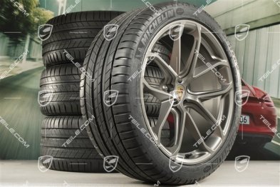 21" GT Design summer wheel set, wheel rims 9,5J x 21 ET27 + 10J x 21 ET19 + NEW Michelin summer tyres 265/40 R21 + 295/35 R21, platinum satin matt, with TPM