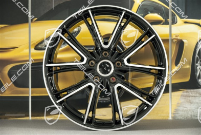 21" Komplet felg Panamera Exclusive, 9,5J x 21 ET71 + 11,5J x 21 ET69, czarny wysoki połysk