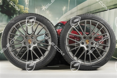 21-inch Cayenne COUPÉ RS Spyder winter wheel set, rims 9,5J x 21 ET46 + 11,0J x 21 ET49 + Pirelli winter tyres275/40 R21 + 305/35 R21, with TPMS, Platinum satin matt