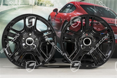 19" Komplet felg Panamera Design, 10J x 19 ET61 + 9J x 19 ET60, czarny wysoki połysk