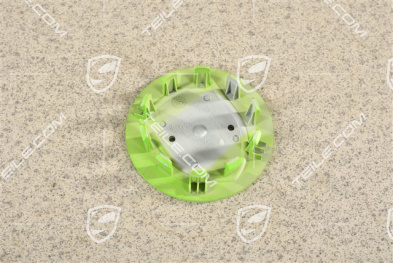 Hub cap, convex, crest coloured, Lizard green