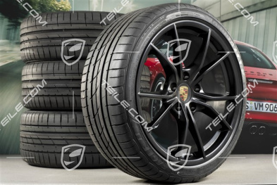 20" Carrera S Sommerräder Satz, Felgen 8J x 20 ET57 + 10J x 20 ET45, GoodYear Sommerreifen 235/35 ZR20 +265/35 ZR20, schwarz Seiden matt, mit RDK-Sensoren