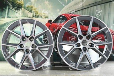 20+21" Carrera S komplet felg, 8,5J x20 ET50 + 11,5J x 21 ET79, Wanadium Grey