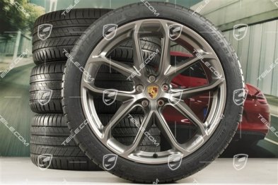 21" GT Design summer wheel set, wheel rims 9,5J x 21 ET27 + 10J x 21 ET19 + NEW Michelin summer tyres 265/40 R21 + 295/35 R21, platinum satin matt, with TPM
