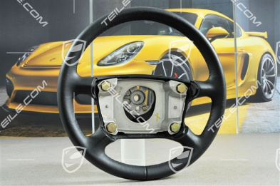 Steering wheel, manual transmission, dark burr walnut, leather black