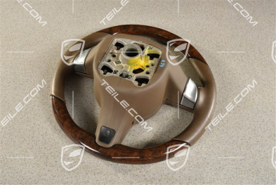 Multifunction steering wheel, heated,  Leather Espresso finished with mahogany wood