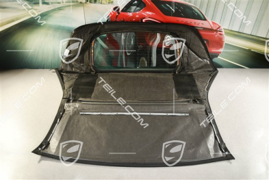 Convertible top covering, cabrio, black, damaged canvas