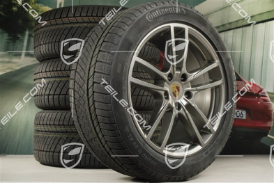 20-inch Cayenne COUPE Sport winter wheel set, rims 9J x 20 ET50 + 10,5J x 20 ET55 + NEW Continental winter tyres 275/45 R20 + 305/40 R20, with TPMS, Platinum satin matt