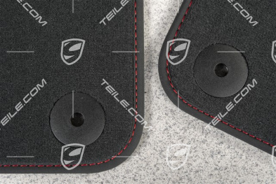 Komplet dywaników podłogowych, przód, (L+R), czarno-czerwone Black/Carmine Red