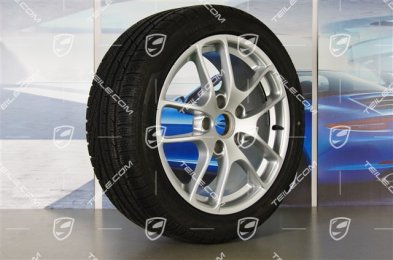 18" Winterräder Satz "Cayman", Felgen 8J x 18 ET57 + 9J x 18 ET47 + NEUE Winterreifen Pirelli SottoZero2 N0 235/45 R18 + 265/45 R18, ohne RDK-Sensoren