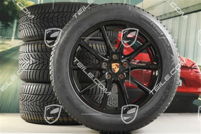 20-inch Cayenne Design winter wheel set, rims 9J x 20 ET50 + 10,5J x 20 ET64 + Hankook winter tyres 255/55 R20 + 295/45 R20, with TPMS, black high gloss