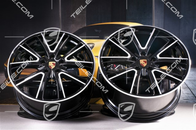 21" Komplet felg Panamera Exclusive, 9,5J x 21 ET71 + 11,5J x 21 ET69, czarny wysoki połysk