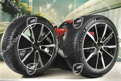 21-inch Macan Turbo winter wheel set, rims 8,5J x 21 ET27 + 10,5J x 21 ET47 + Michelin Pilot Alpin 5 SUV winter tyres 255/45 R21 + 285/40 R21, black high gloss