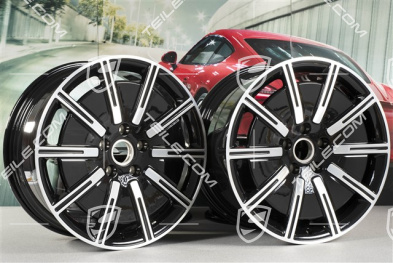 20" komplet felg Sport Aero, 9J x 20 ET54 + 11J x 20 ET60, czarny wysoki połysk + frezowana powierzchnia