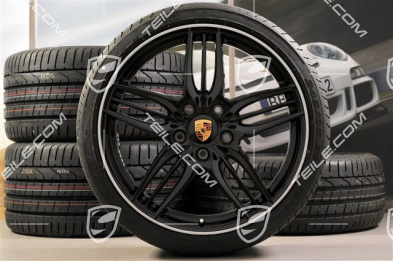 20" Komplet kół letnich SportDesign, Exclusive - czarny wysoki połysk, 8,5J x 20 ET51 + 11J x 20 ET70, NOWE opony letnie Pirelli 245/35 R20 + 295/30 R20
