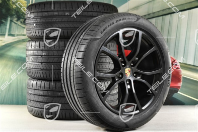 21" Cayenne Coupe Exclusive Design Sommerräder Satz, Felgen 9,5J x 21 ET46 + 11,0J x 21 ET49 + NEUE Pirelli P Zero Sommerreifen 285/45 R21 + 315/40 R21, mit RDK-Sensoren, Schwarz-Seidenmatt